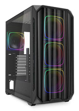 Sort Sharkoon AK5M RGB kabinet med meshfront og oplyste blæsere
