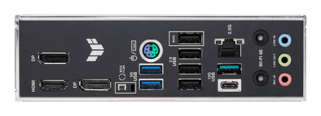 Bagpanel med USB, netværk og skærmporte på ASUS TUF B850M-E WIFI