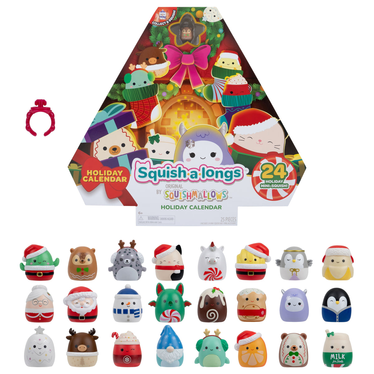 Squish-a-longs Julekalender 2026 med 24 julefigurer og en ring til Mini-Squish
