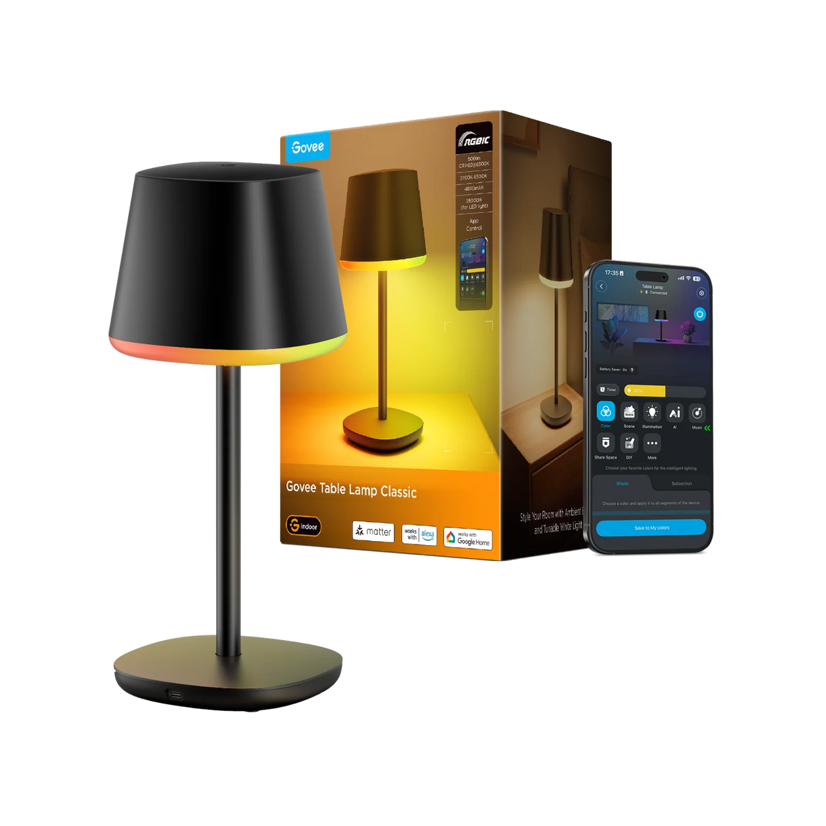 Govee Table Lamp Classic – genopladelig RGBICWW-bordlampe – produktbillede