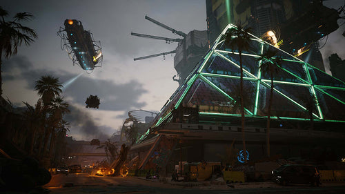 Cyberpunk 2077: Ultimate Edition – Nintendo Switch 2 – spilscene med helikopter