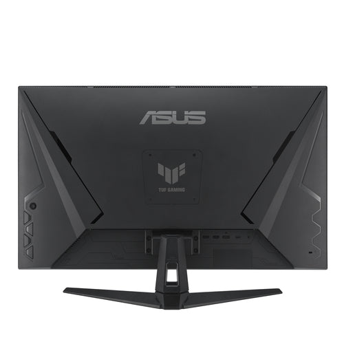 Bagsiden af ASUS TUF Gaming VG328QA1A med fod og tilslutninger