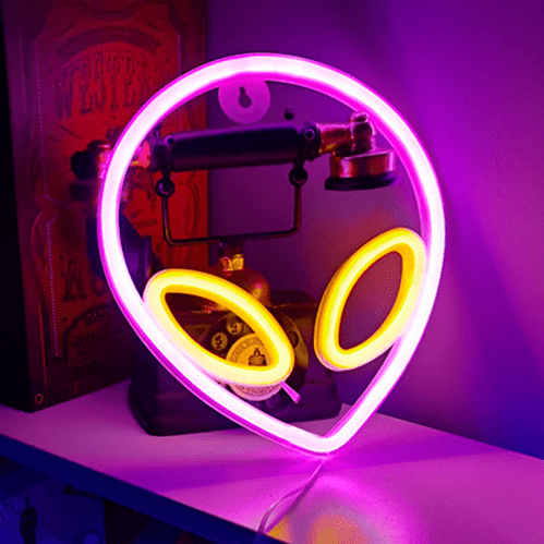 Alien Neon LED Lampe Gule Øjne Geekd