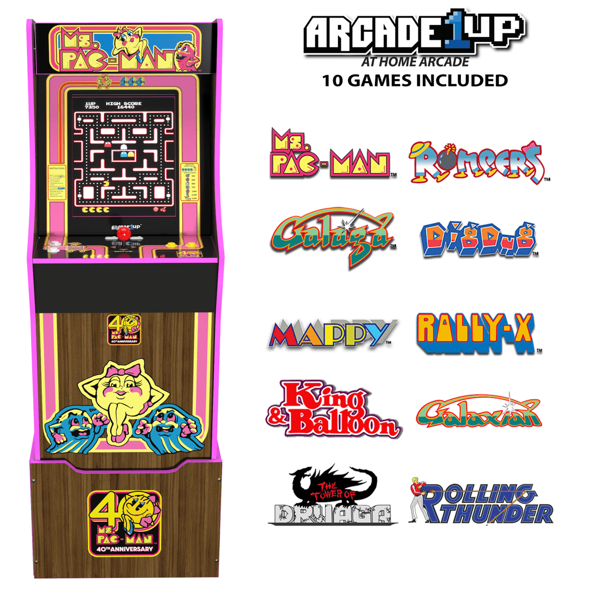 ARCADE 1 UP MS. PAC-MAN 40TH ANNIVERSARY ARCADE MACHINE Arcade1Up