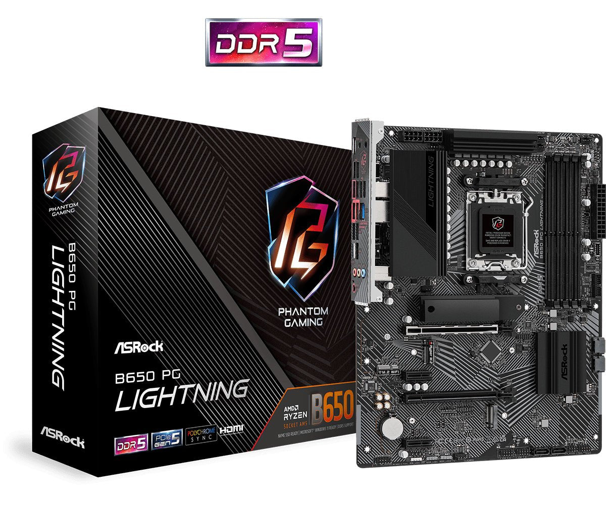 ASRock B650 PG Lightning Bundkort - AMD B650 - AMD AM5 socket - DDR5 RAM - ATX ASRock