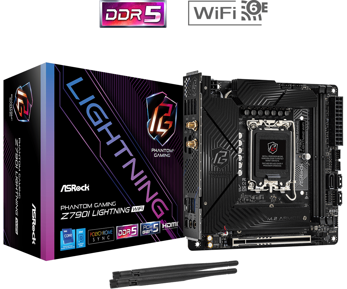 ASRock Phantom Gaming Z690I LIGHTNING WIFI Mini ITX LGA1700 sokkel Intel Z790 ASRock