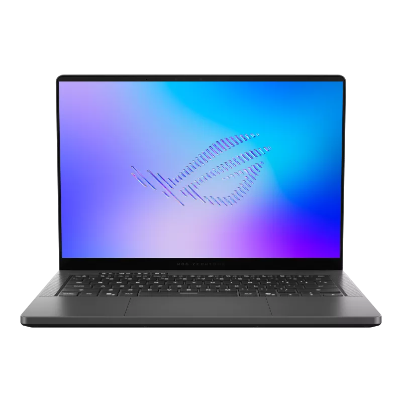 ASUS ROG Zephyrus G14 GU405AP i Eclipse Gray, åben set forfra