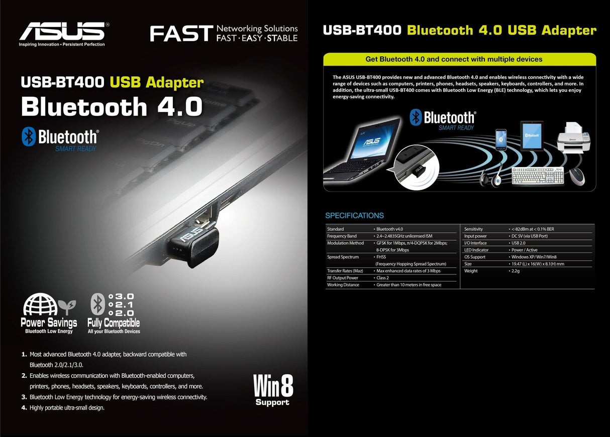 Asus - USB-BT400 Bluetooth adapter /Network equipment Asus