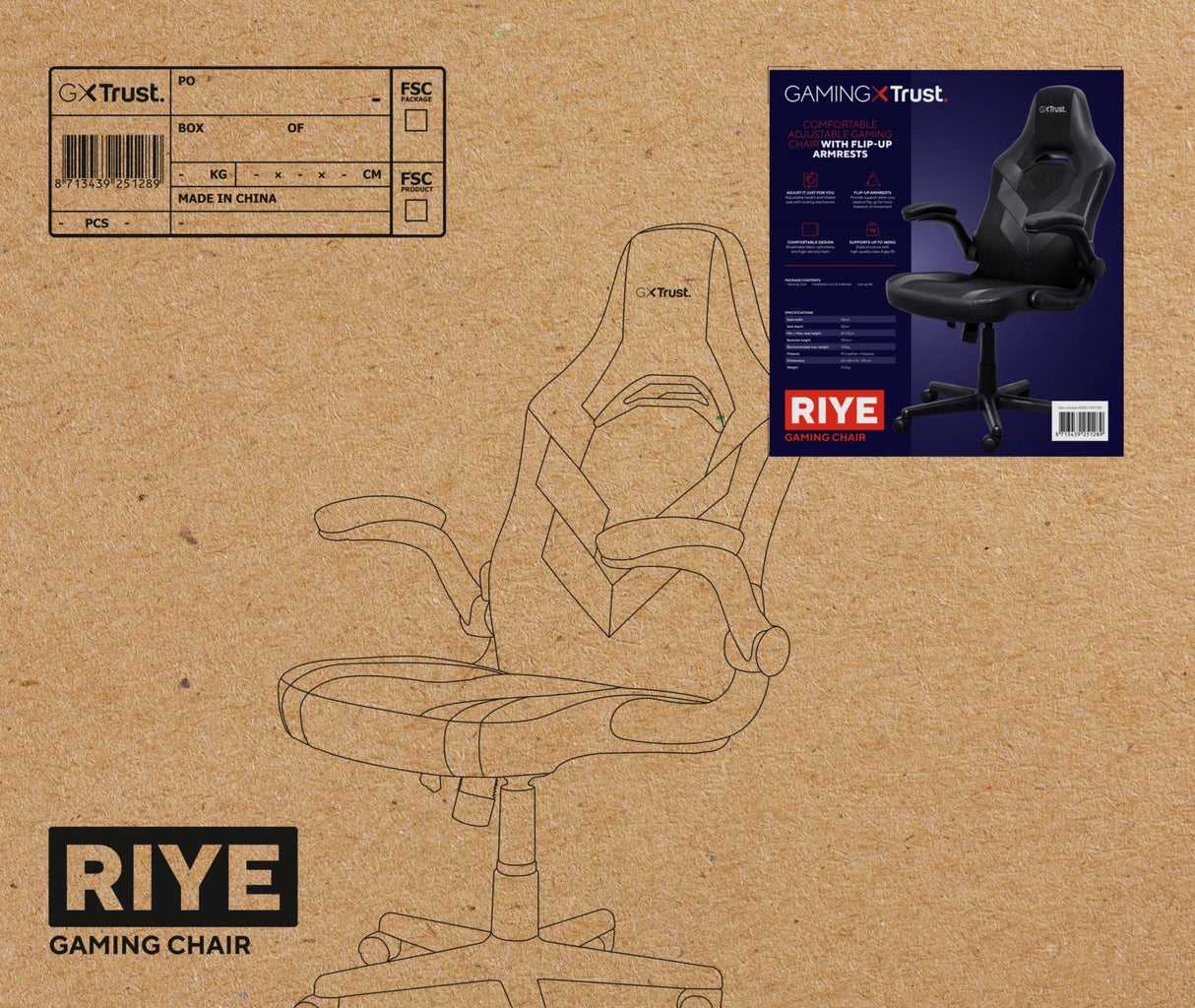 TRUST GXT703 RIYE GAMING CHAIR - BLACK TRUST