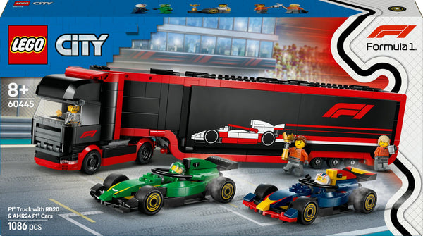 LEGO 60445 City F1 Transporter med RB20 och AMR24 F1 Racing-bilar