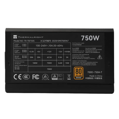 Thermalright TR-TB750S Black - PSU, 80+ Bronze, 750W Shenzhen Deli Ming Technology Co. LTD (Thermalright)