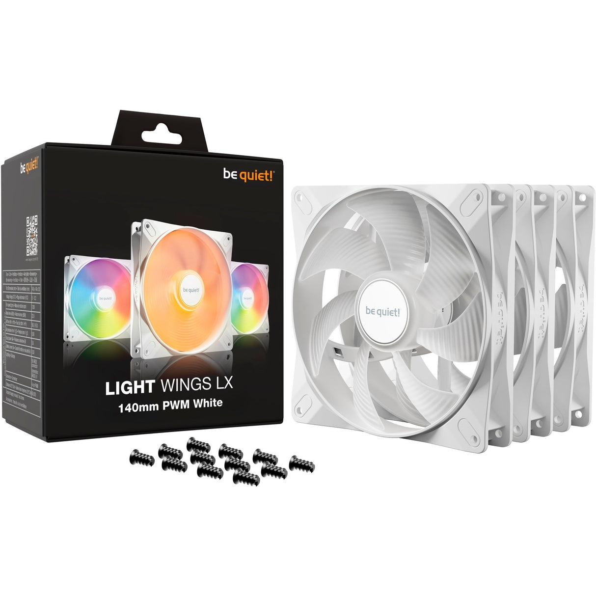 Be quiet Light Wings LX 140mm PWM White Triple Pack (white, pack of 3, 140 mm) Be quiet