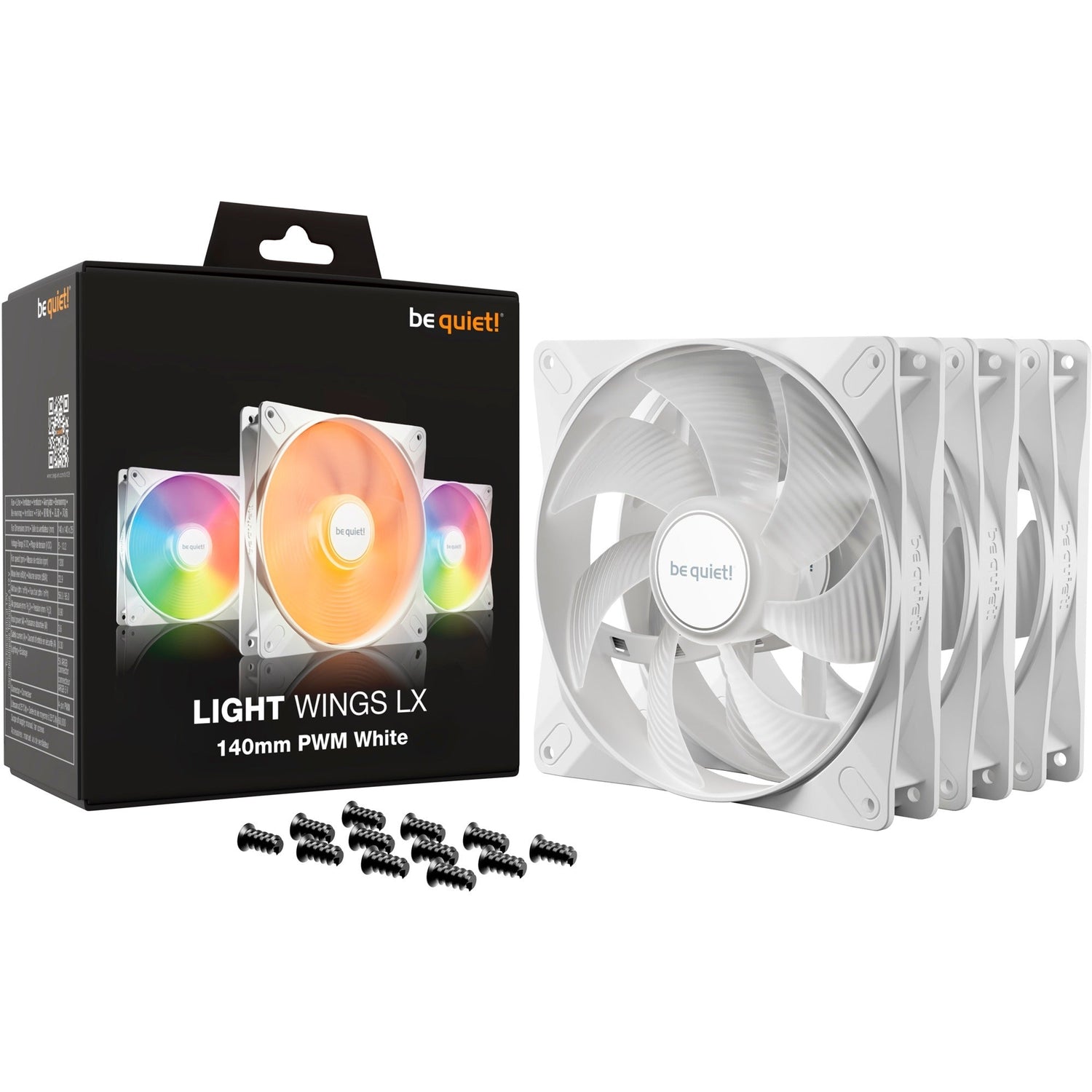 Be quiet Light Wings LX 140mm PWM White Triple Pack (white, pack of 3, 140 mm) Be quiet