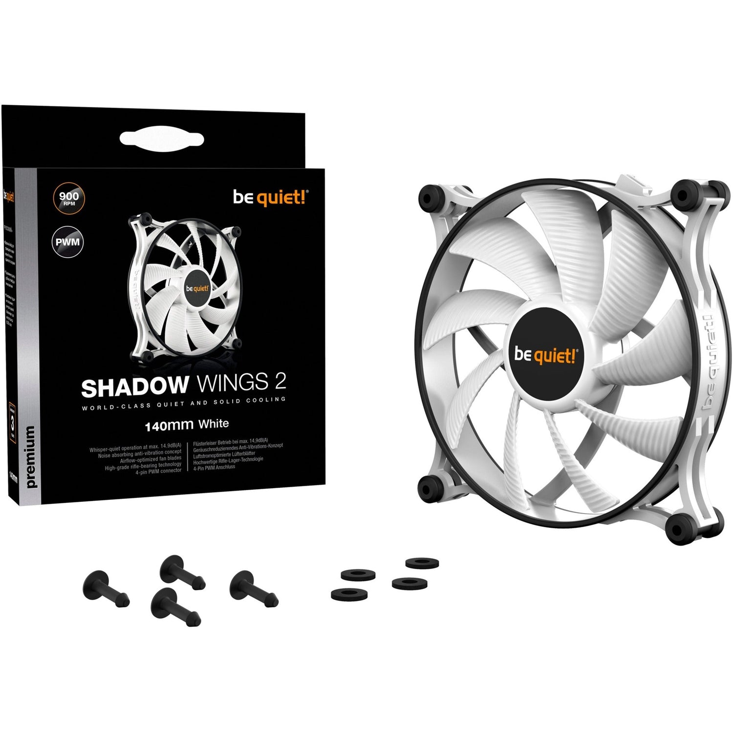 be quiet! Shadow Wings 2 PWM White 140mm case fan (White) Be quiet