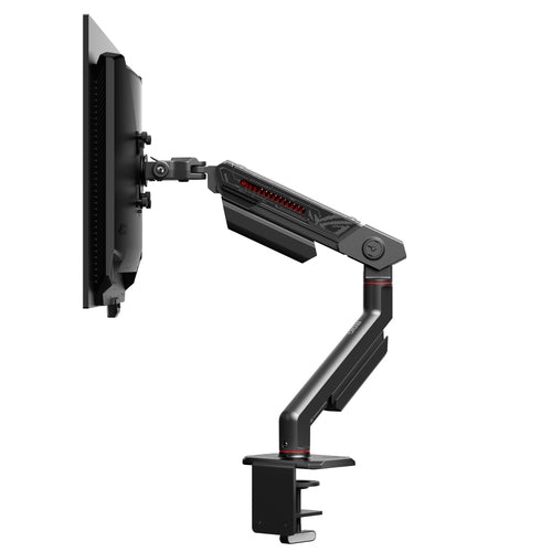 ASUS ROG Ergo AAS01R skærmarm – skærm og arm set fra siden, skærm medfølger ikke