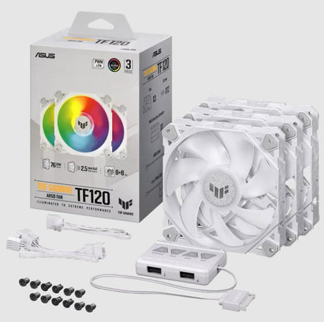ASUS TUF Gaming TF120 ARGB case fan White Edition 3IN1 – kabinetblæser – Hvid – 3-pak