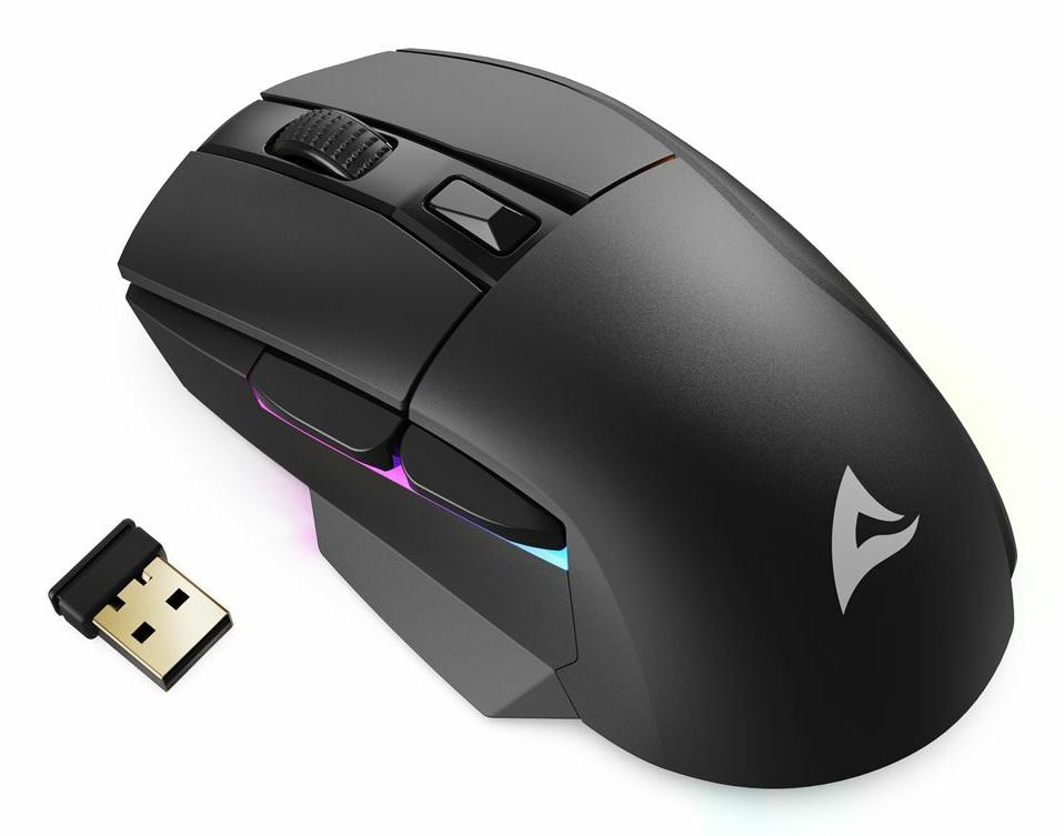 Sharkoon SKILLER SGM50W Black 6400 DPI ATG4090 RGB 2.4GHz Wireless 70h Battery Charging Dock Gaming Mouse Sharkoon