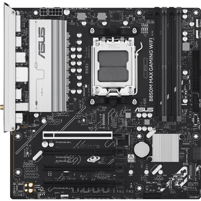 ASUS B850M MAX GAMING WIFI – bundkort set ovenfra