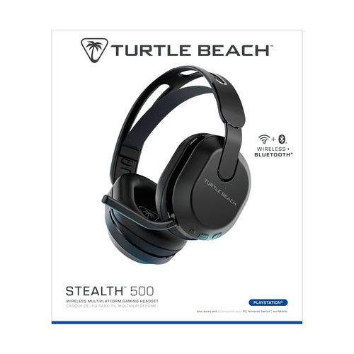 Turtle Beach Stealth 500 – PlayStation – Trådløst headset – Sort – emballagens front med produktnavn
