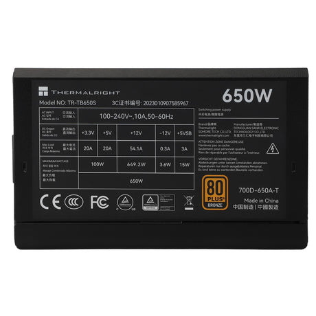 Thermalright TR-TB650S Black -PSU, 80+ Bronze, 650W Shenzhen Deli Ming Technology Co. LTD (Thermalright)