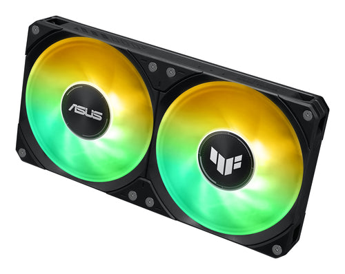 ASUS TUF Gaming LC III 240 ARGB – radiator med to blæsere set skråt ovenfra