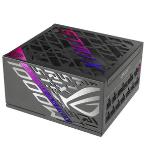 ASUS ROG Strix 1000W Platinum – sort strømforsyning med blæser og ROG-mønster