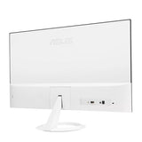 Bagsiden af ASUS VZ27EHF-W med hvid fod og tilslutninger