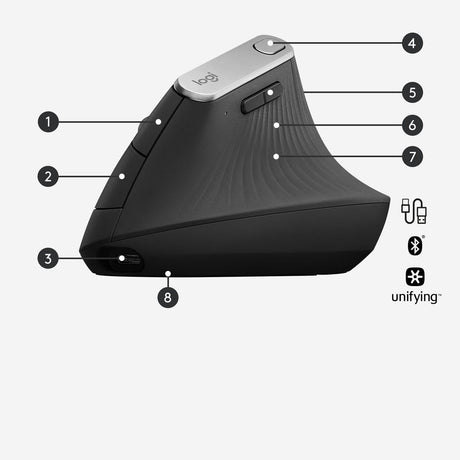 Logitech - MX Vertical Advanced Ergonomic Mouse Graphite Logitech