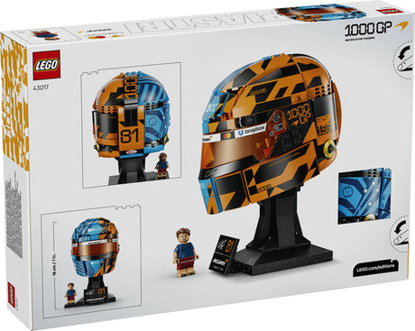 LEGO 43017 Oscar Piastri-hjelm – æsken set skråt bagfra
