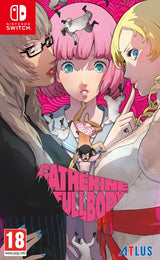 Catherine Full Body Nintendo Switch-cover med tre karakterer og pink baggrund