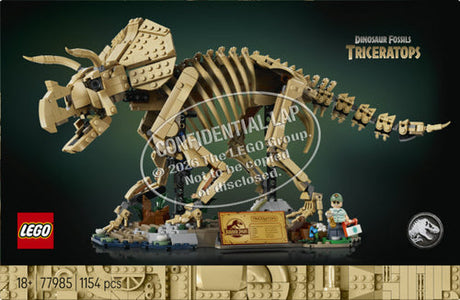 LEGO Jurassic World 77985 Triceratops-fossil – frontbillede af æsken med vandmærke