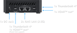 Tilslutninger på MSI Cubi NUC AI 1UMG-071DE
