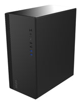 MSI PRO SHIELD M100P – sort PC-kabinet – kabinet set fra modsatte side