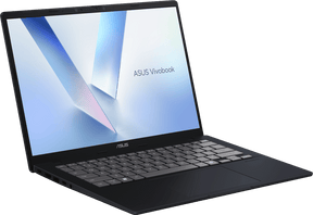 ASUS Vivobook 14 X1407QA-LY034W i Quiet Blue, åben set fra venstre
