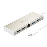 j5create JCD381-N – USB-C-dock med to HDMI-udgange – Champagnefarvet dock med kabel