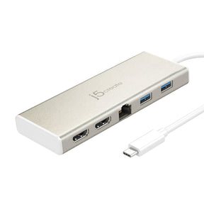 j5create JCD381-N – USB-C-dock med to HDMI-udgange – Champagnefarvet dock med kabel