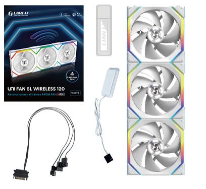 Lian Li UNI FAN SL Trådlös, 3-pack, Vit - 120mm