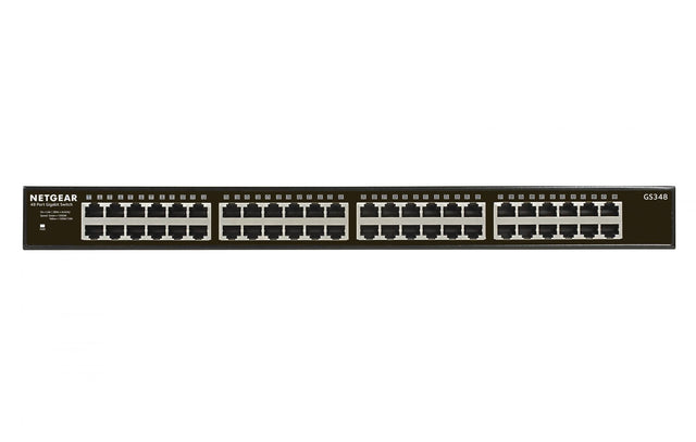 NETGEAR GS348 Gigabit-switch – set forfra med 48 netværksporte