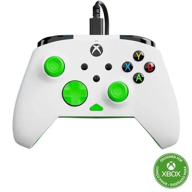 Turtle Beach Rematch Core Wired – Xbox/PC, hvid/grøn – Hvid/grøn controller med Xbox-logo
