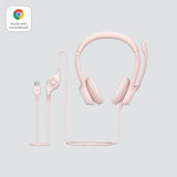 Logitech - H390 Wired Headset for PC/Laptop, Stereo Headphones with Noise Cancelling Microphone, USB-A, ROSE Logitech
