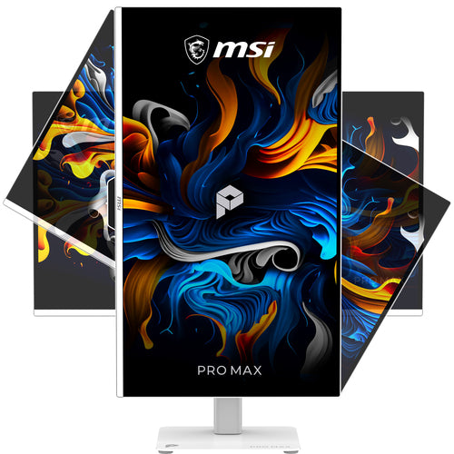 MSI PRO MAX 271UPXW12G – 26,5″ 4K QD-OLED-skærm, hvid – pivot illustreret