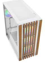 Sharkoon Rebel C70G RGB White Wood Front Tempered Glass 4x 120mm ARGB PWM Fans USB-C ATX Gaming PC Case Sharkoon