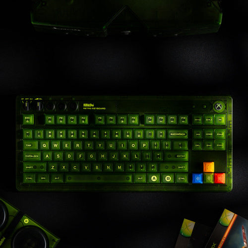 8BitDo Retro 87 Xbox Edition – tastatur, ISO UK – Belyste taster i grønt kabinet