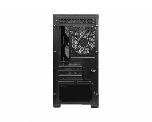 MSI MAG FORGE M100R – sort PC-kabinet – kabinettets bagside