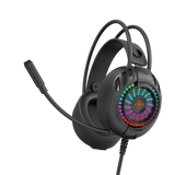 Deltaco Gaming DH140 sort gamingheadset med fleksibel mikrofon og regnbuefarvet LED-lys