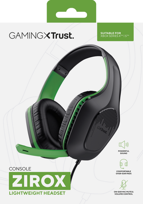 Trust GXT 415X Zirox gaming-headset – sort/grøn – produktbillede 2