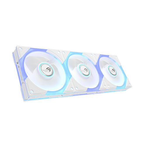 ASUS ROG Eurux GR120 ARGB Reverse Fan White Edition - Triple Pack – set skråt forfra (vinkel 3)