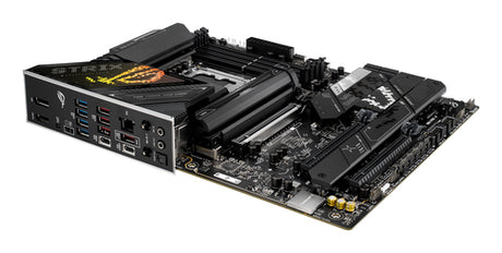 ASUS ROG STRIX Z890-H GAMING WIFI med tilslutninger set fra siden