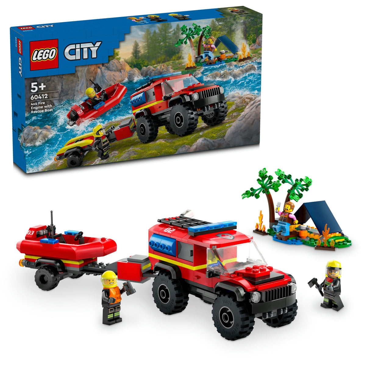 LEGO 60412 City fire off-road vehicle with rescue boat, construction toy LEGO