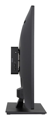 ASUS NUC 16 Pro set fra siden bag en skærm